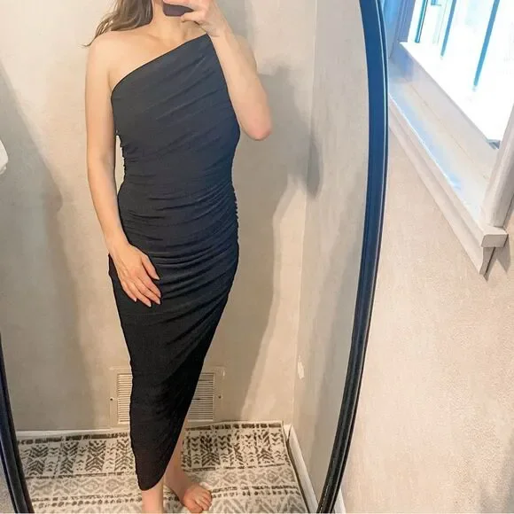 Norma Kamali Diana Ruched Midi Dress Black M - Picture 7 of 7